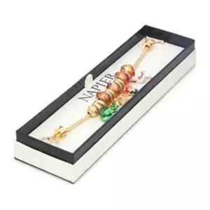 Napier | Gold-Tone Turtle Crocodile Frog Charms Flex Bracelet